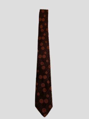 SAKS FIFTH AVENUE Vintage Necktie Polka Dot Brown & Copper Designer Tie
